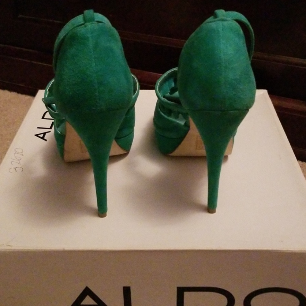 Aldo Peep Toe Teal Heels - Picture 3 of 4